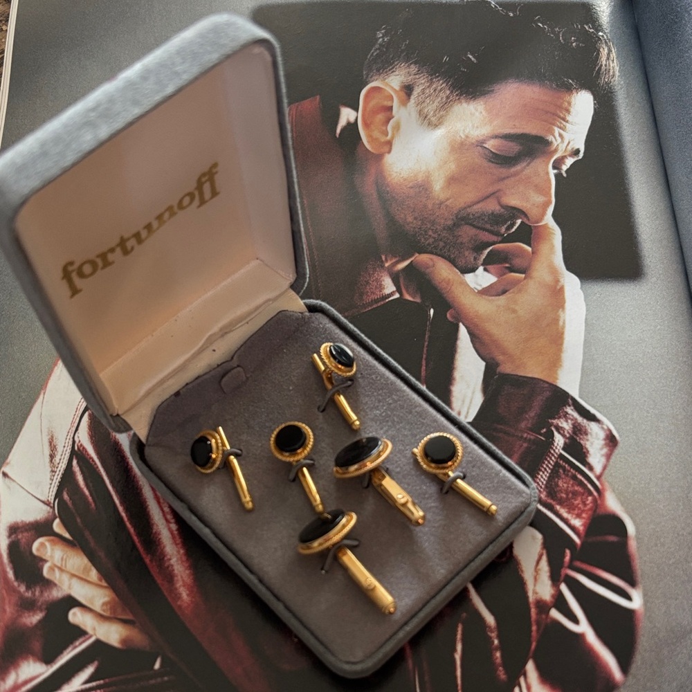 Black and Gold Cufflink and Stud Set.
